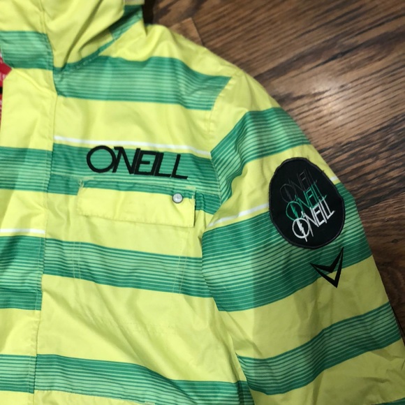 O’Neil kids ski jacket yellow and green size 12 - Picture 2 of 5